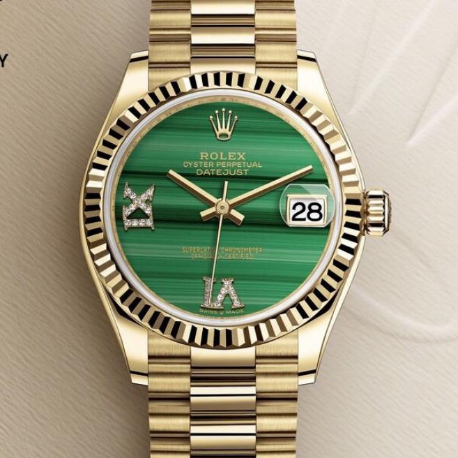 勞力士孔雀石女錶勞力士日誌型蠔式系列鑲鑽女錶